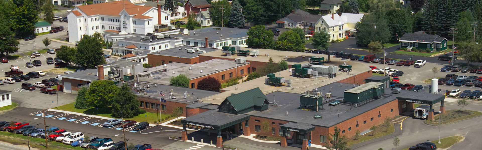 Aerial view of Stephens Memorial Hospital in Norway, Maine