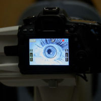 view of eye through AI camera